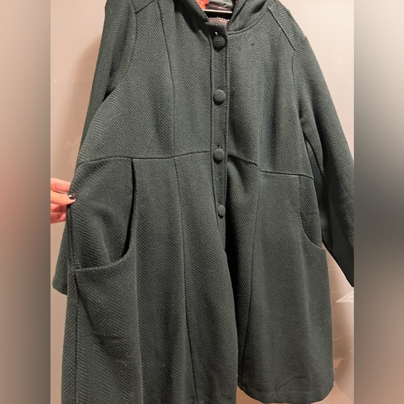 Torrid Green Button Up Coat with Hood - Used Size 3 - Picture 8 of 12